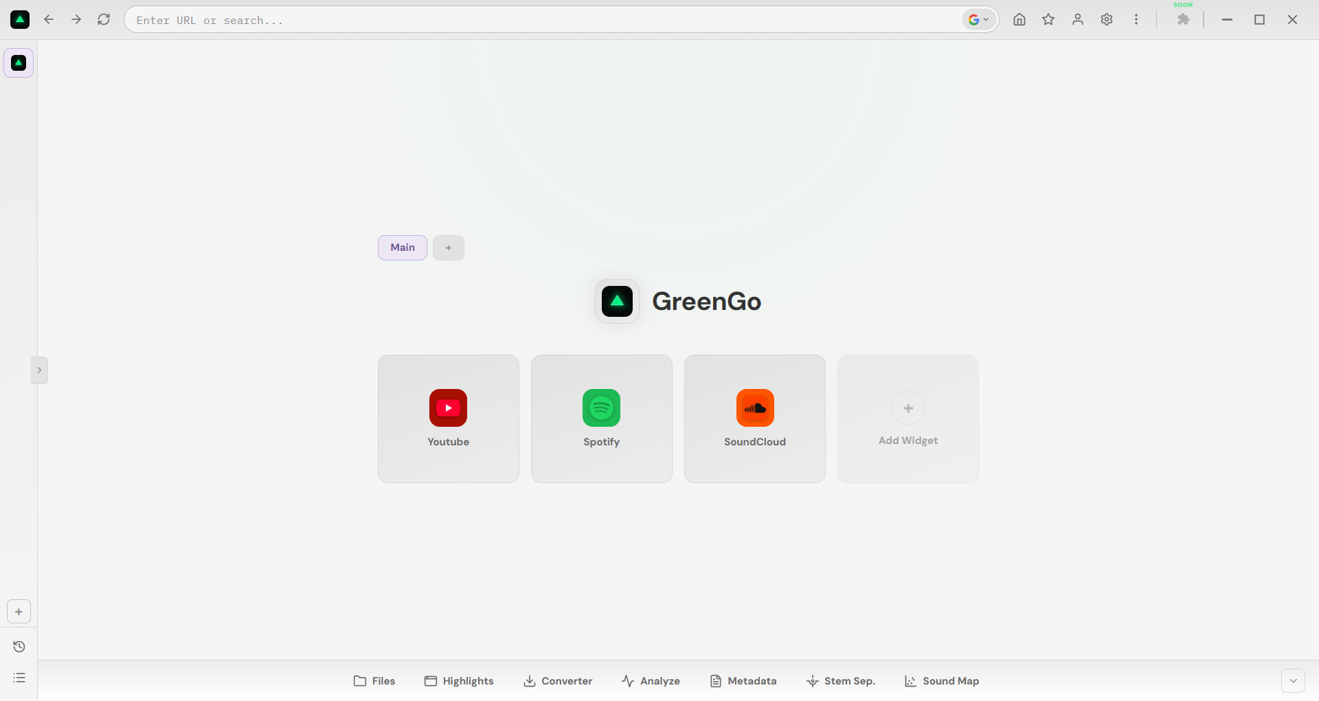 GreenGo Browser — Quiet Light theme