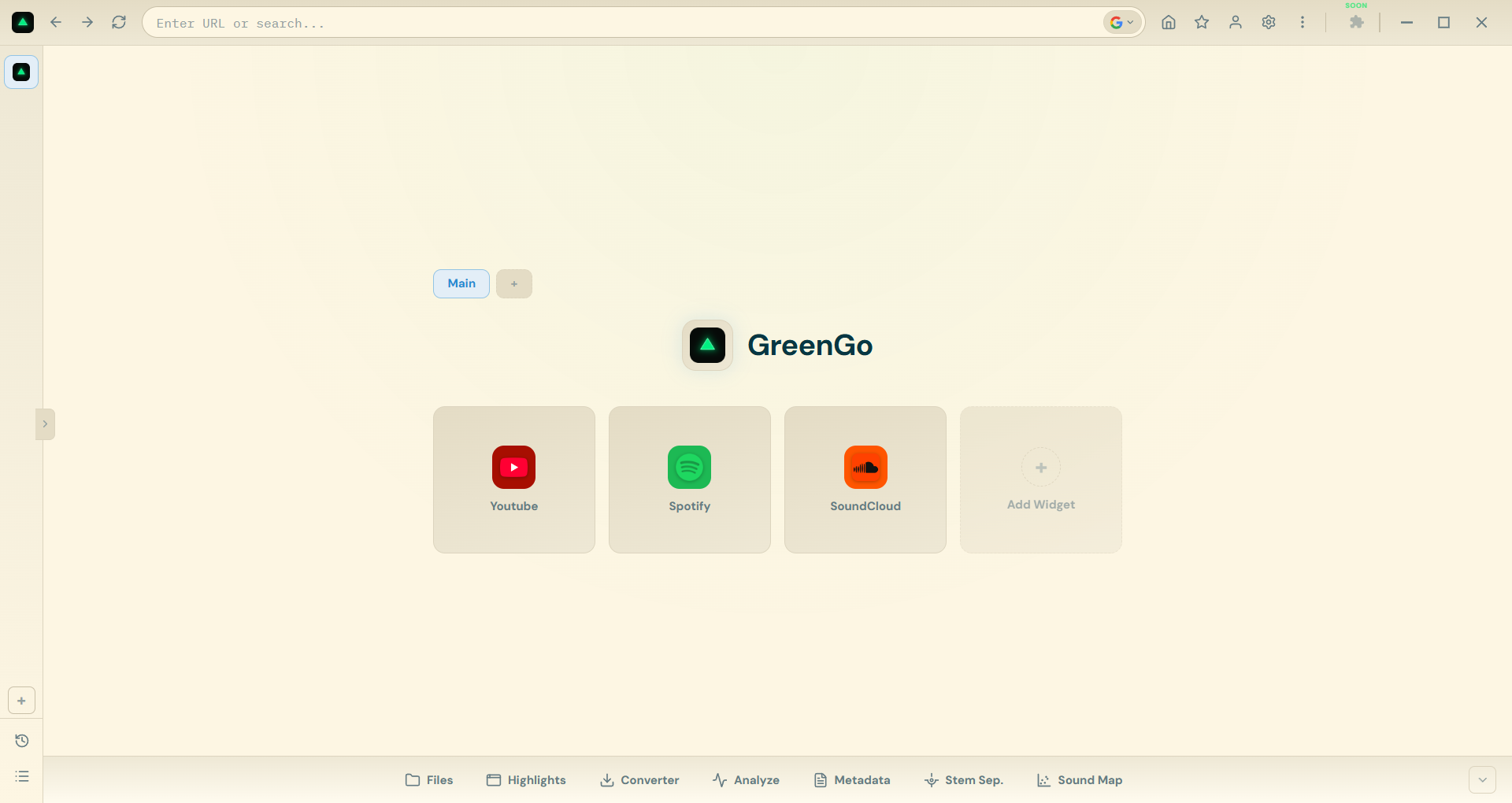 GreenGo Browser — Solarized Light theme