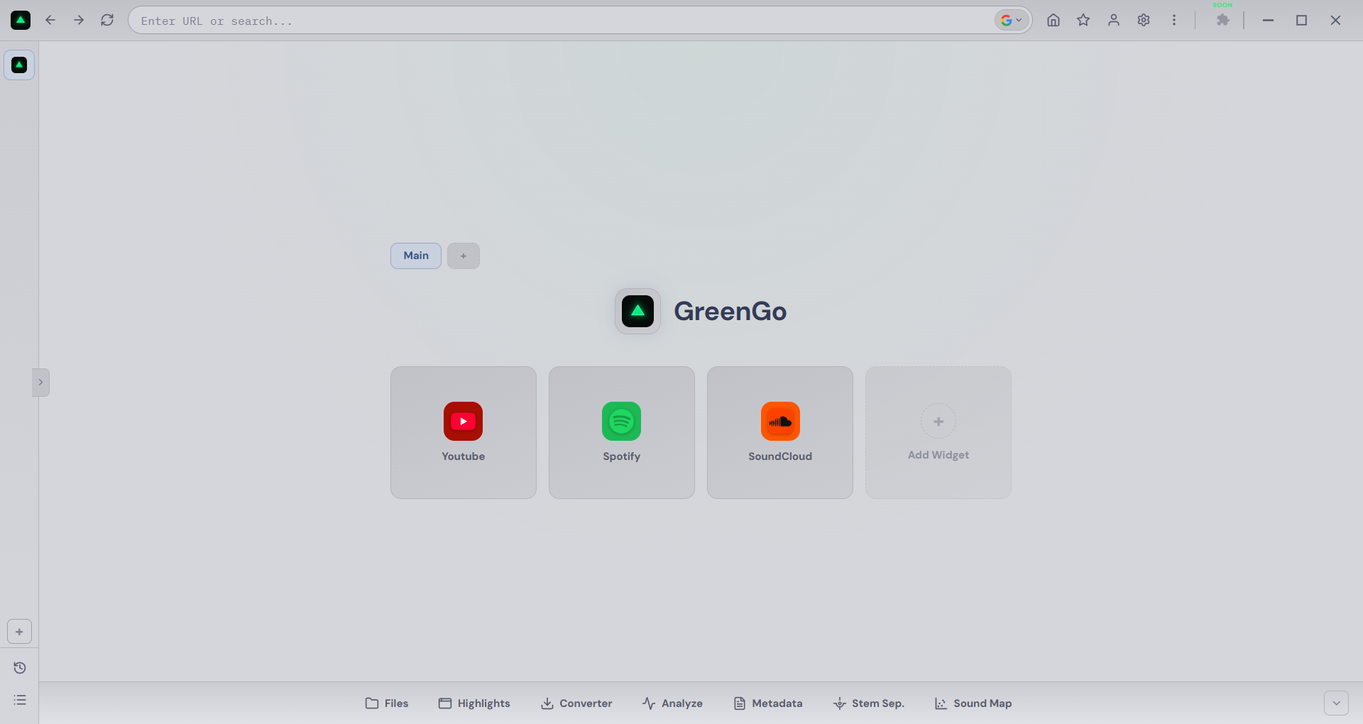 GreenGo Browser — Tokyo Night Light theme
